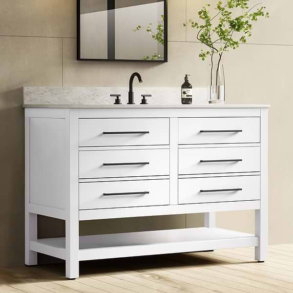 Carson White 48" Single Vanity with Cultured Marble Top