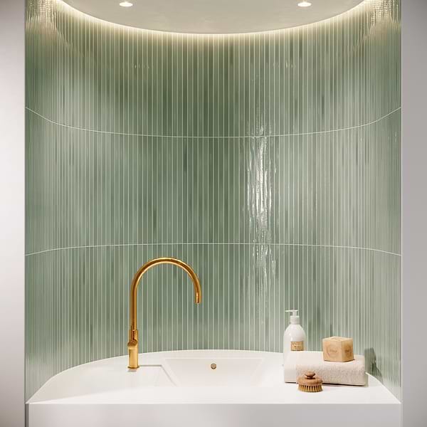 Kanbina Apple Green 5x18 Glossy Ceramic Mosaic Tile