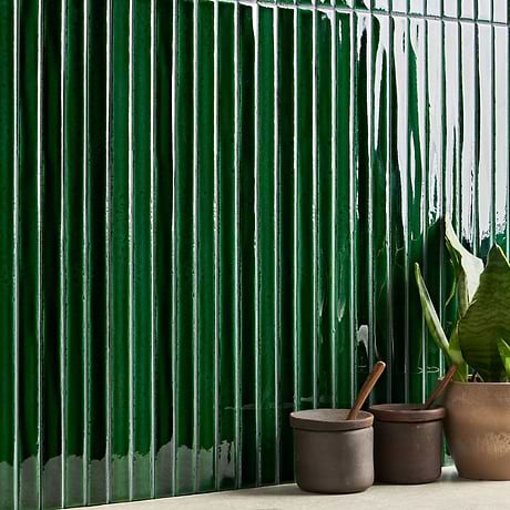 Kanbina Jungle Green 5x18 Crackled Glossy Ceramic Mosaic Tile
