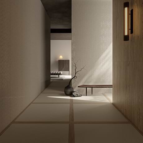 Hikari Frame Paper Cream 48x48 Limestone Look Matte Porcelain Tile