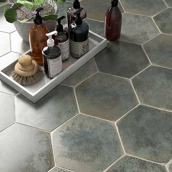 Kalay Green 9" Hexagon Polished Porcelain Tile