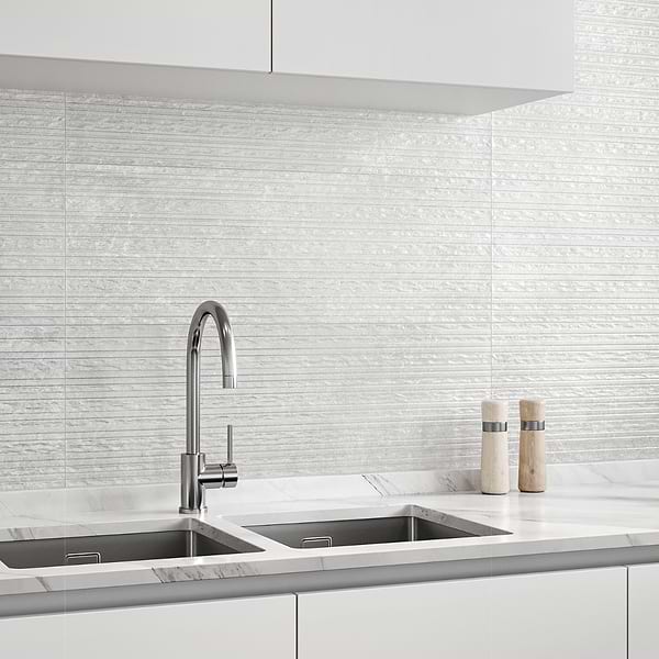 Stoneside Linen Warm Gray Deco 12x36 Matte Ceramic Tile