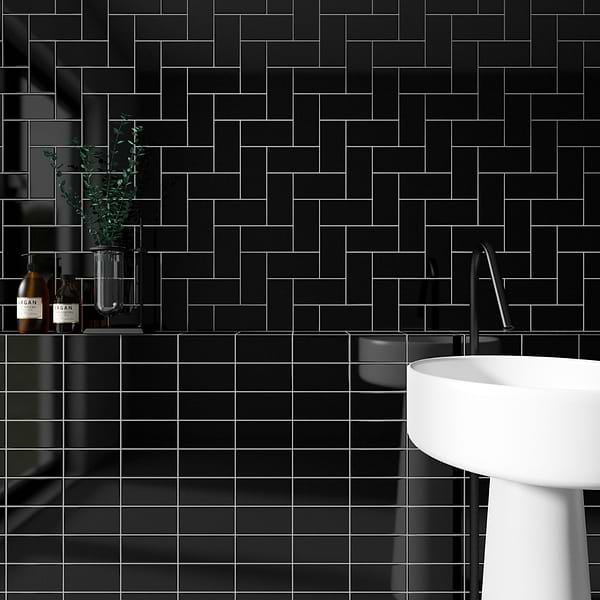 Park Hill Black 3X6 Polished Porcelain Tile