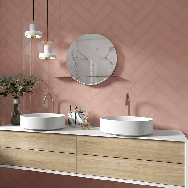 Park Hill Coral Rose Pink 4X12 Polished Porcelain Tile