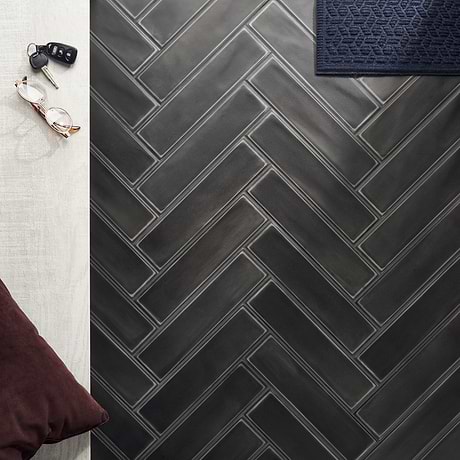 Stacy Garcia ArtBlock Nero Black 4x16 Matte Porcelain Tile