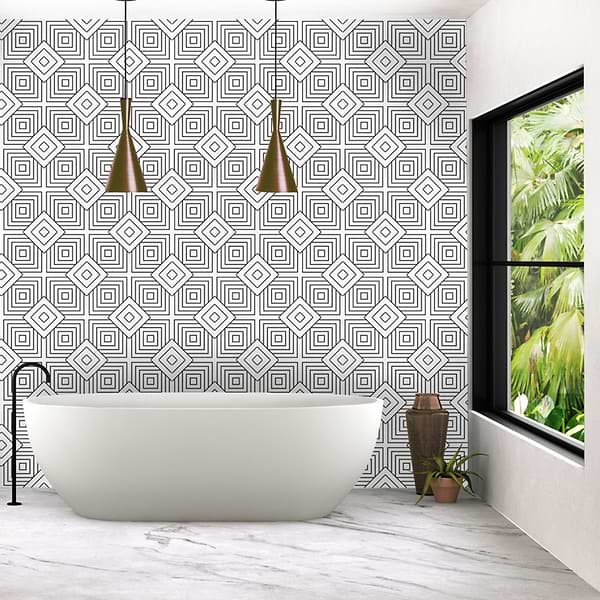 B2W Line Positive 8x8 Matte Porcelain Tile