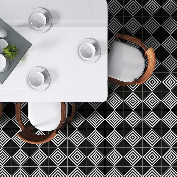 B2W Stripe Negative 8x8 Matte Porcelain Tile