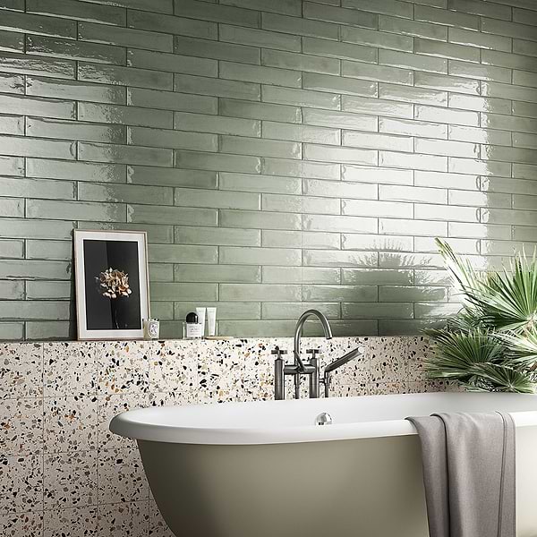 Paint Verde Green 3x16 Glossy Porcelain Subway Tile