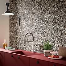 Chips Macro Nero Black 8x8 Terrazzo Look Matte Porcelain Tile