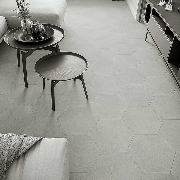 Pergola Gray 12.5" Hexagon Matte Porcelain Tile