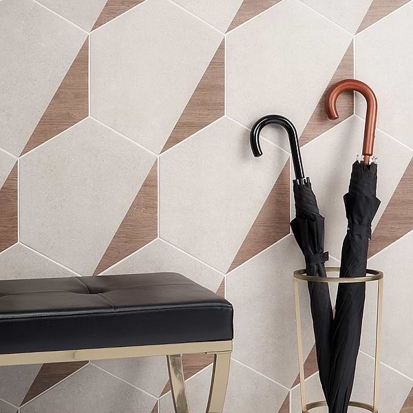 Pergola Wood Taupe 12.5" Hexagon Matte Porcelain Tile