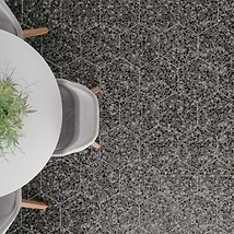Six Hexagon Graphite Gray 12.5" Terrazzo Look Matte Porcelain Tile