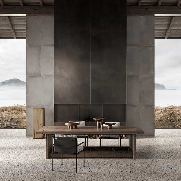 Kobe Flakes Ice White 24x24 Terrazzo Look Matte Porcelain Tile