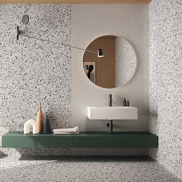 Kobe Flakes Smoke Gray 24x24 Terrazzo Look Matte Porcelain Tile