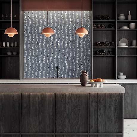 Kobe Fin Ocean Blue 2x8 Terrazzo Look Matte Porcelain Mosaic Tile