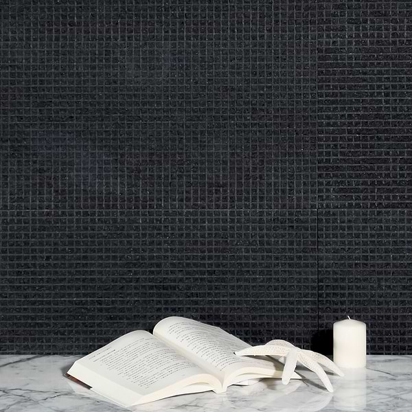 Rakestone Carved Cube Noir Black 12x24 3D Honed Basalt Stone Tile