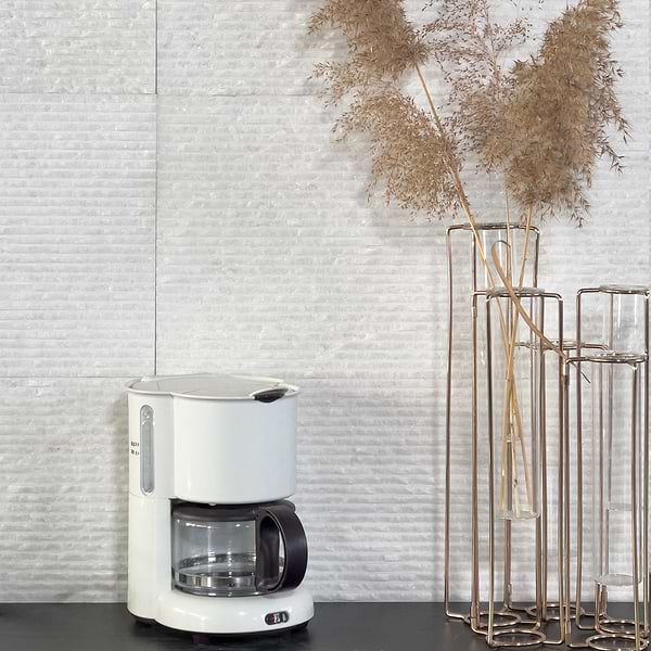 Rakestone Carved Split Bianco Ice White 12x24 Textured Honed Marble Tile