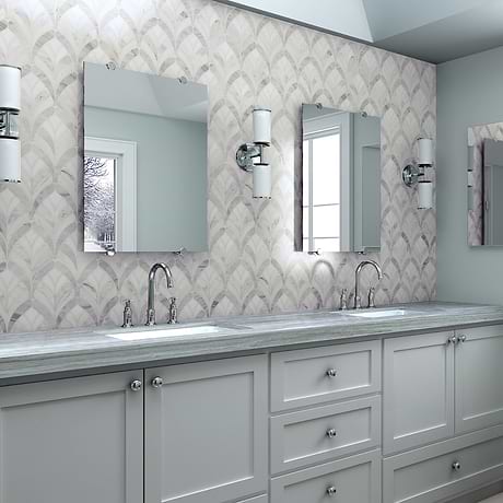 Konwalia Bianco White Floral Marble Mosaic Tile