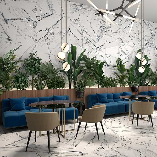 Sample-Calacatta Azur Polished Porcelain Tile