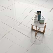 Minera Sahara Blanco White 48x48 Marble Look Polished Porcelain Tile