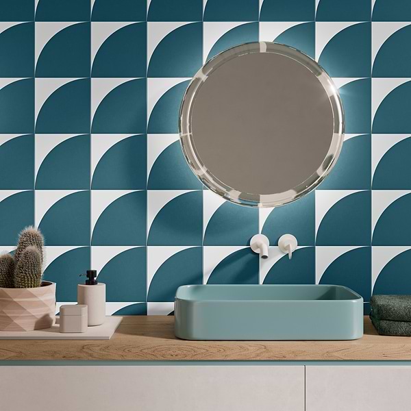 Stacy Garcia Maddox Deco Teal Blue 8x8 Matte Porcelain Tile