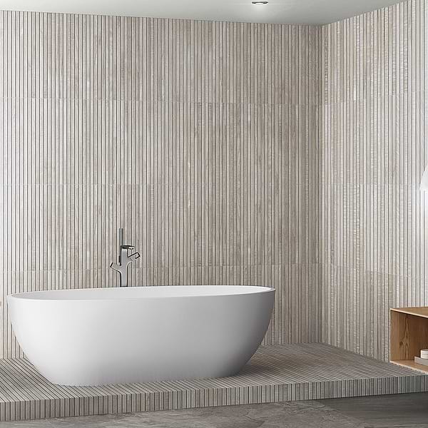 Kenridge Ribbon Gray 24x48 Wood Look Matte Fluted Porcelain Tile