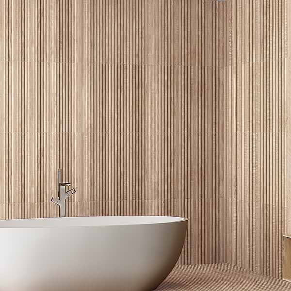 Kenridge Ribbon Maple Brown 24x48 Wood Look Matte Fluted Porcelain Tile