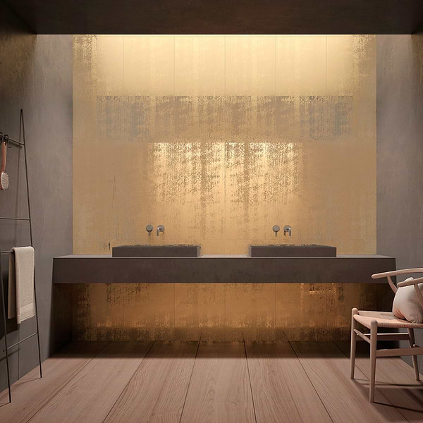 Amulet Mist Gold 18x36 Metal Laminated Porcelain Tile
