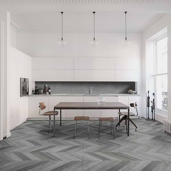 Sculpt Chevron Gray 24x48 Natural Porcelain Tile