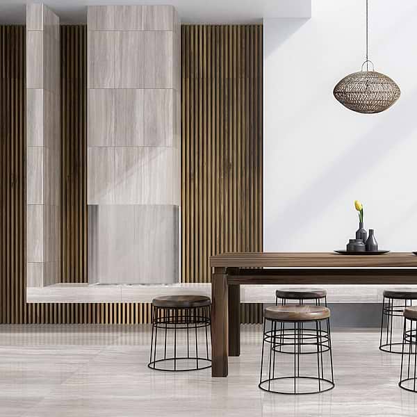 Nashville Gray 12x24 Travertine Look Polished Porcelain Tile