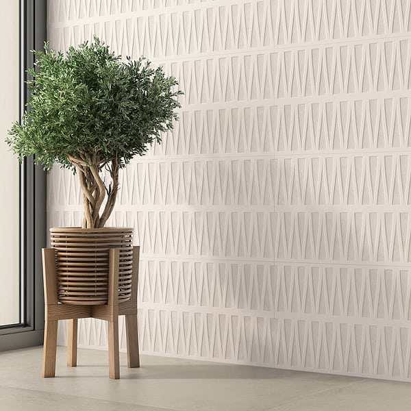 Terramay Deco White 12x36 3D Mixed Finish Matte Ceramic Tile