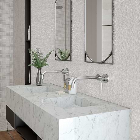 Echoes Blanco 12x36 Satin and Matte Ceramic Tile