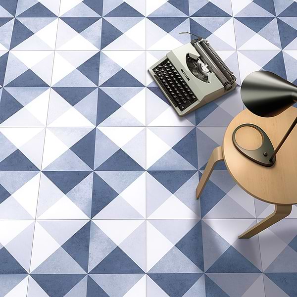 Art Geo by Elizabeth Sutton Cement Deco Blue 8x8 Matte Porcelain Tile: Pattern 3
