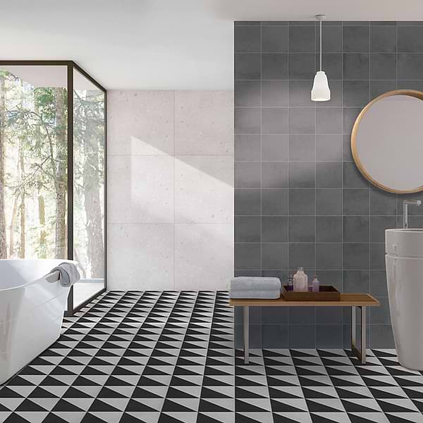 Art Geo by Elizabeth Sutton Cement Dos Charcoal Black 8x8 Matte Porcelain Tile