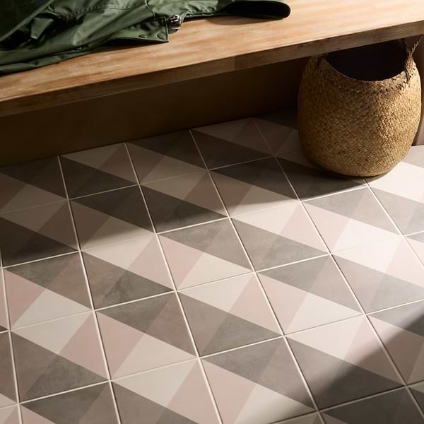Art Geo by Elizabeth Sutton Deco Plaid Mist Gray 8x8 Matte Porcelain Tile