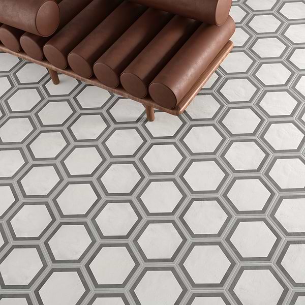 Ava Deco Sabbia Charcoal 8" Hexagon Matte Porcelain Tile