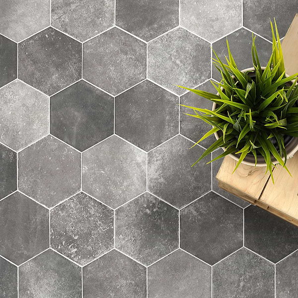 Terra Pompeii Gris Gray 8" Hexagon Matte Porcelain Tile