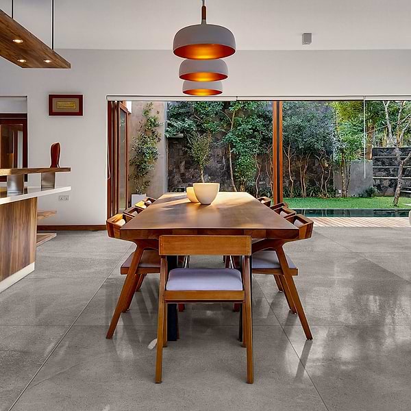 New Rock Fossil Dark Gray 48x48 Limestone Look Matte Porcelain Tile
