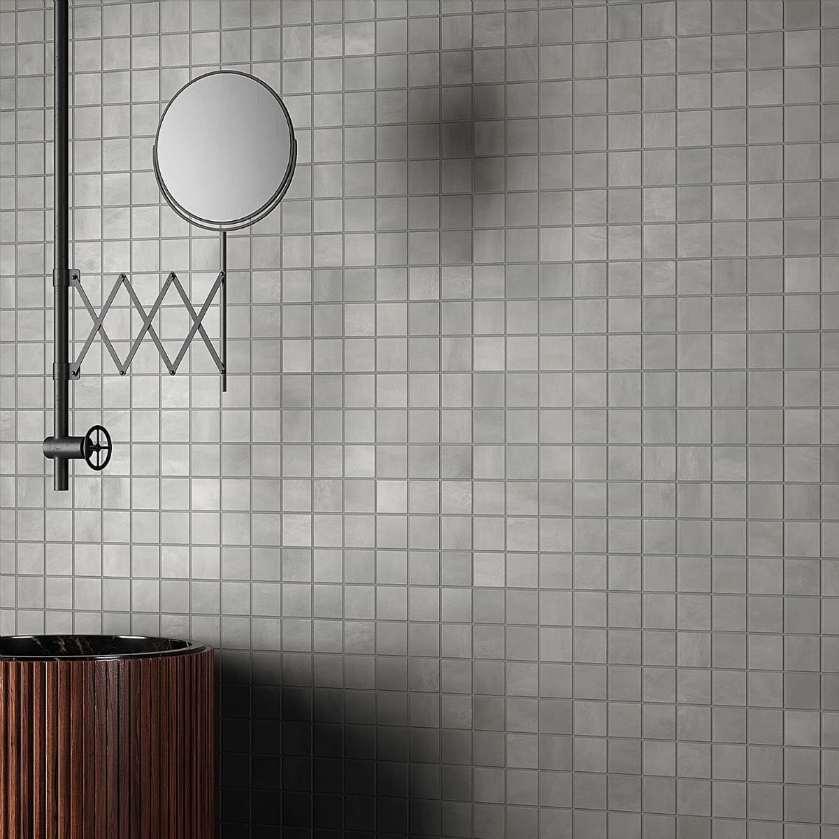 Clay Fancy Gray 2x2 Matte Porcelain Mosaic; in Gray Porcelain; for Backsplash, Bathroom Floor, Bathroom Wall, Commercial Floor, Floor Tile, Kitchen Floor, Kitchen Wall, Outdoor Floor, Outdoor Wall, Pool Tile, Shower Floor, Shower Wall, Wall Tile; in Style Ideas Contemporary, Industrial, Mid Century, Modern, Transitional