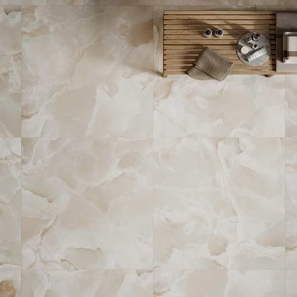 Harmonyx Coconut White 48x48 Onyx Look Satin Porcelain Tile