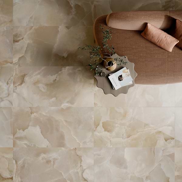 Harmonyx Champagne Beige 24x48 Onyx Look Polished Porcelain Tile