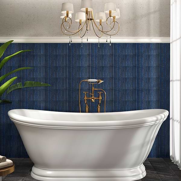 Curve Fluted Blue 6x12 3D Glossy Ceramic Tile