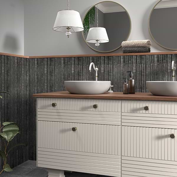 Curve Fluted Black 6x12 3D Glossy Ceramic Tile
