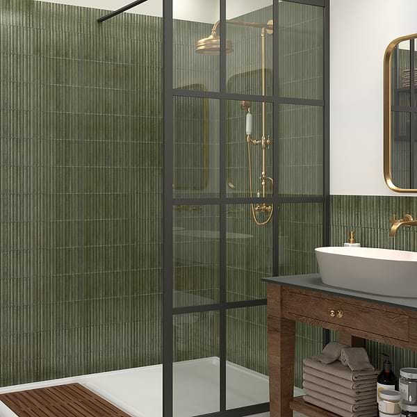Curve Fluted Green 6x12 3D Glossy Ceramic Tile