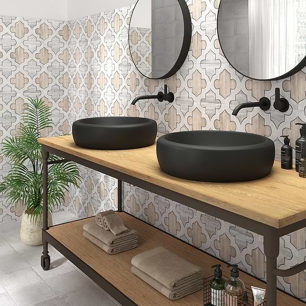Alesso Deco Picos Beige 8x8 Matte Porcelain Tile