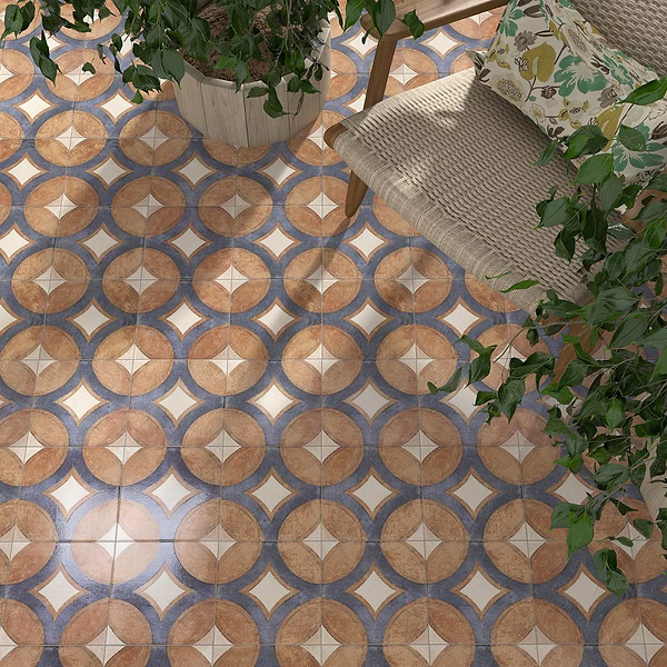 Angela Harris Mediterra Circles Terracotta 8x8 Matte Porcelain Tile