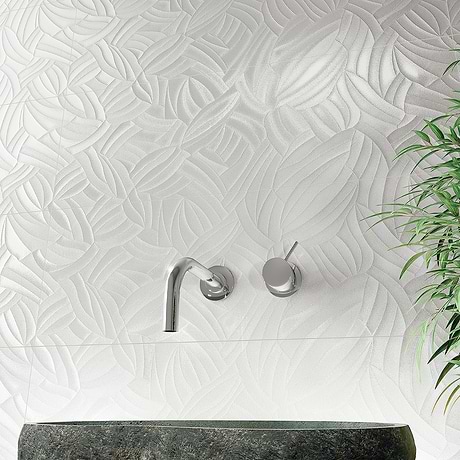 Wonderland 3D Garden White 12x36 Polished Ceramic Tile