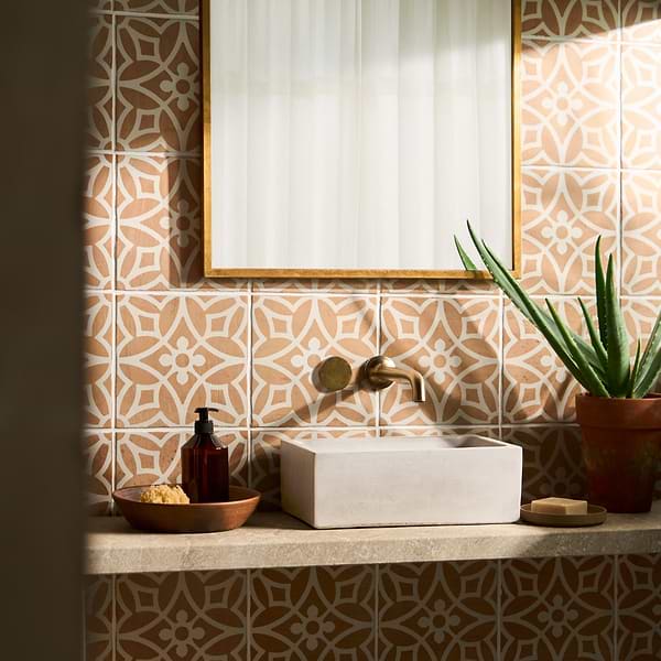 Saltillo Flora Terracotta 9x9 Matte Porcelain Tile