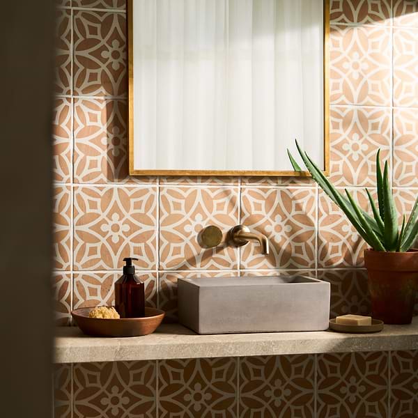 Saltillo Flora Terracotta 9x9 Matte Porcelain Tile