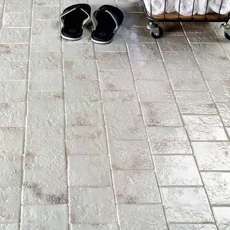 Greta Seashell White 5x5 Glossy Textured Porcelain Tile